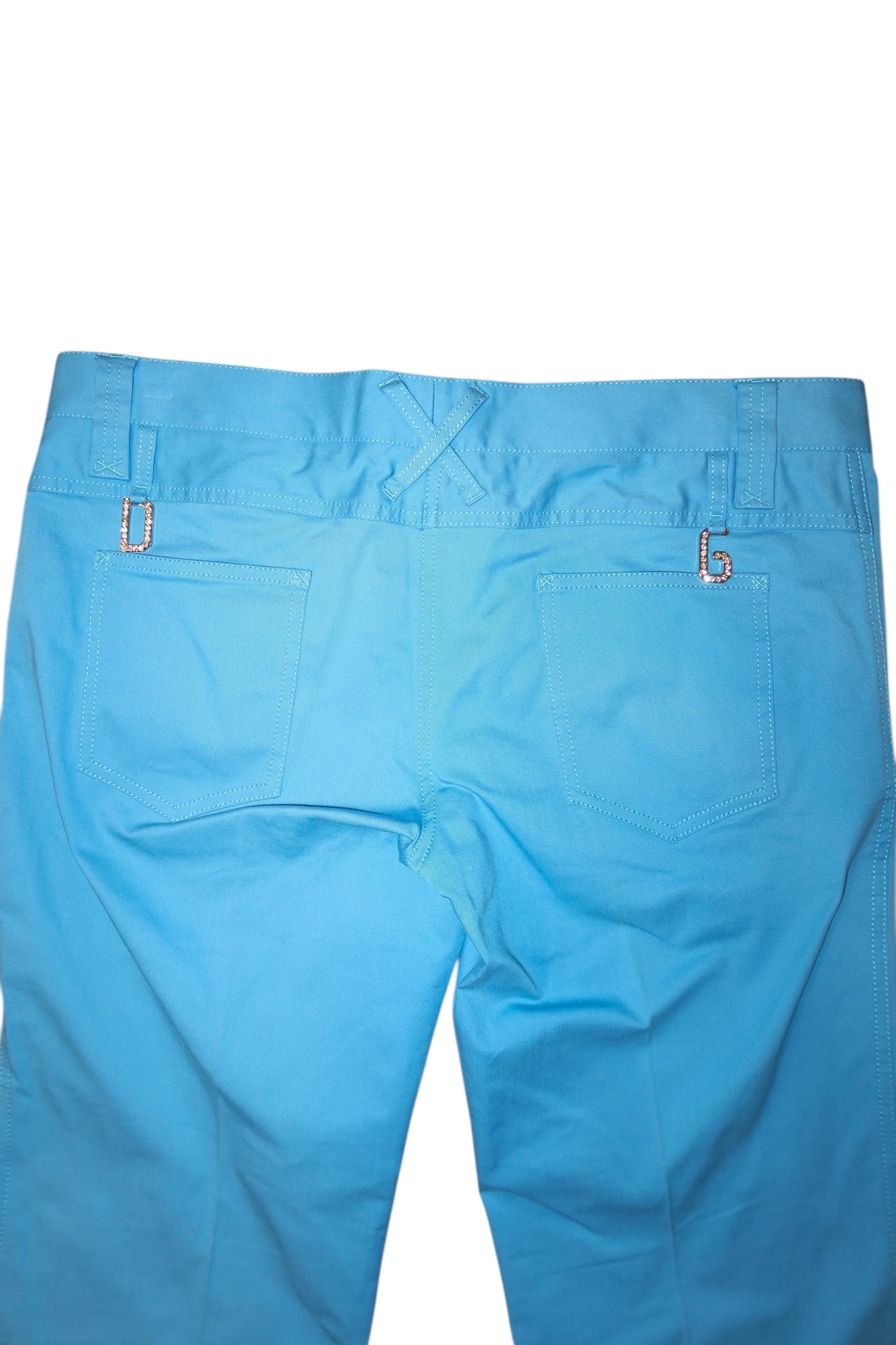 Dolce & Gabbana blue pants with DG rhinestone details