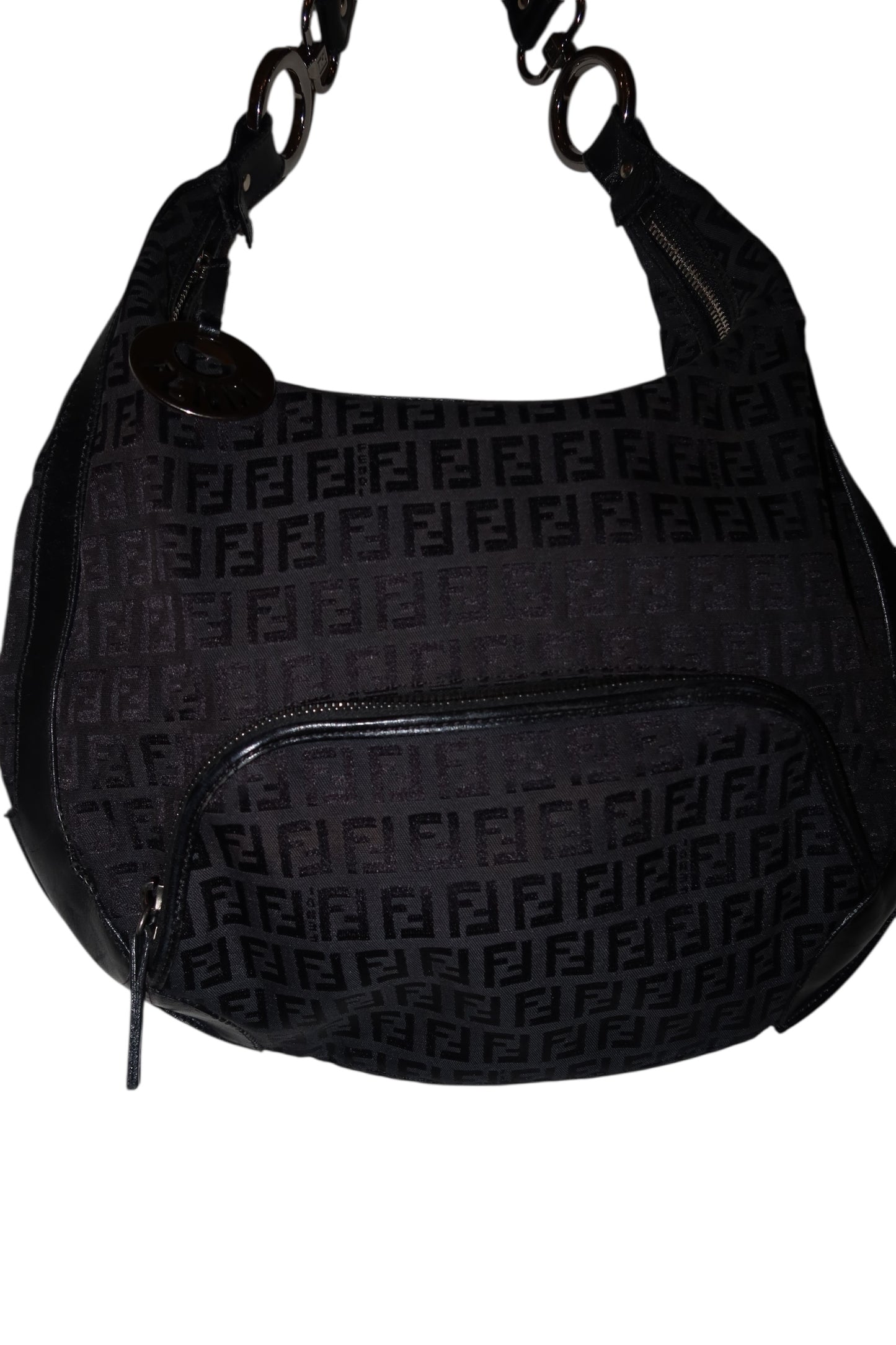 Fendi black half moon hobo bag
