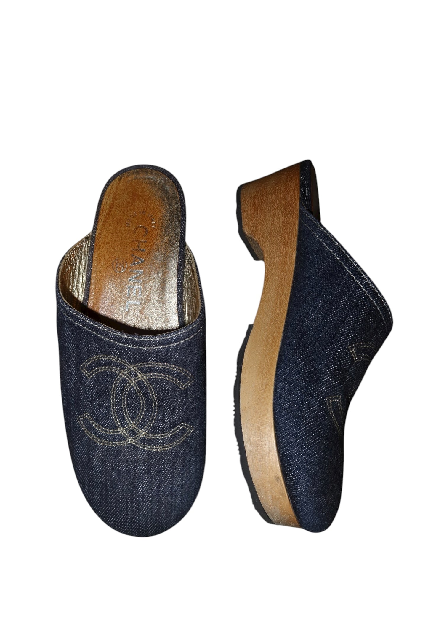 Chanel denim CC clogs (35)