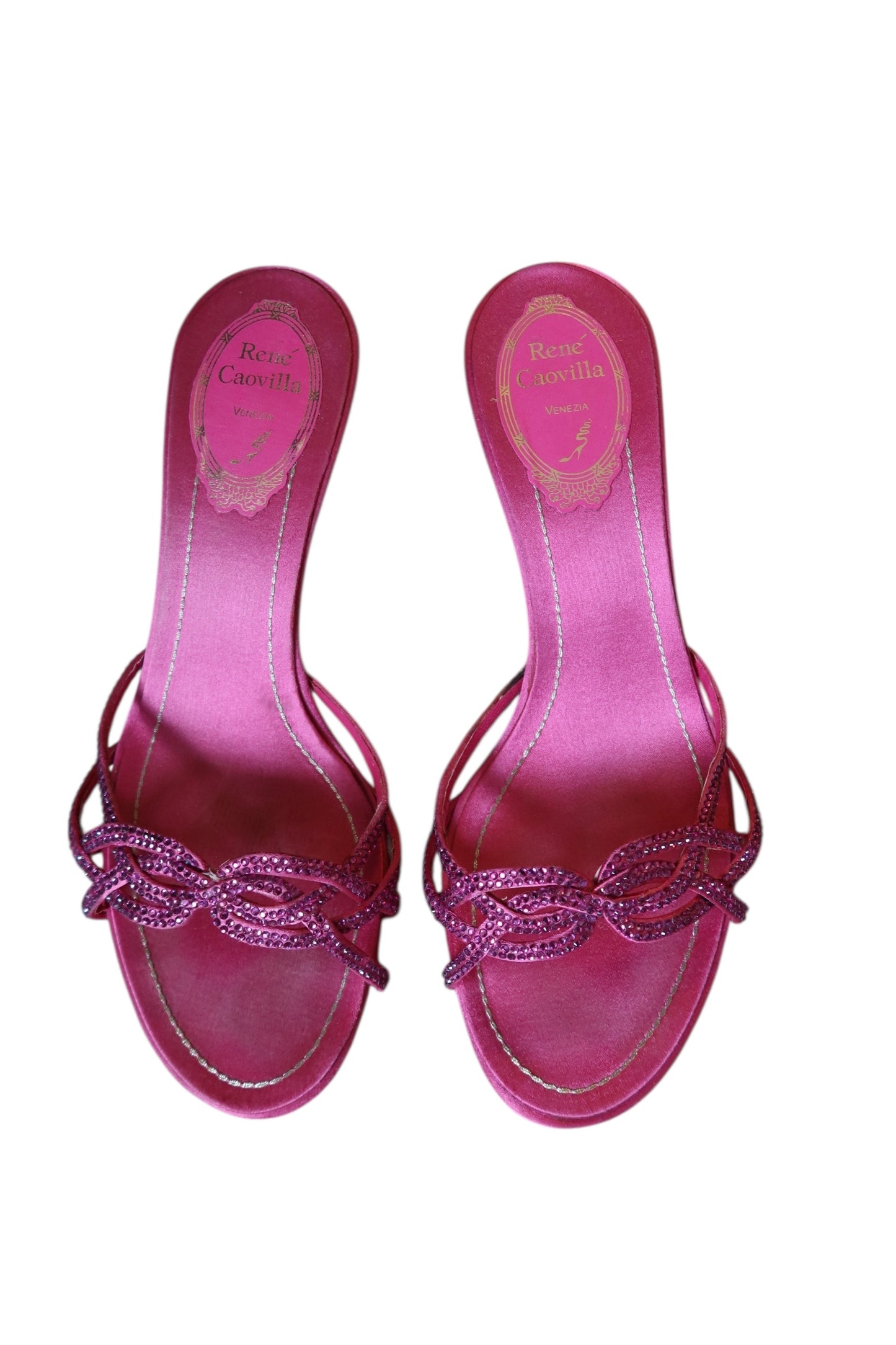 René Caovilla pink crystal embellished heels (36.5)