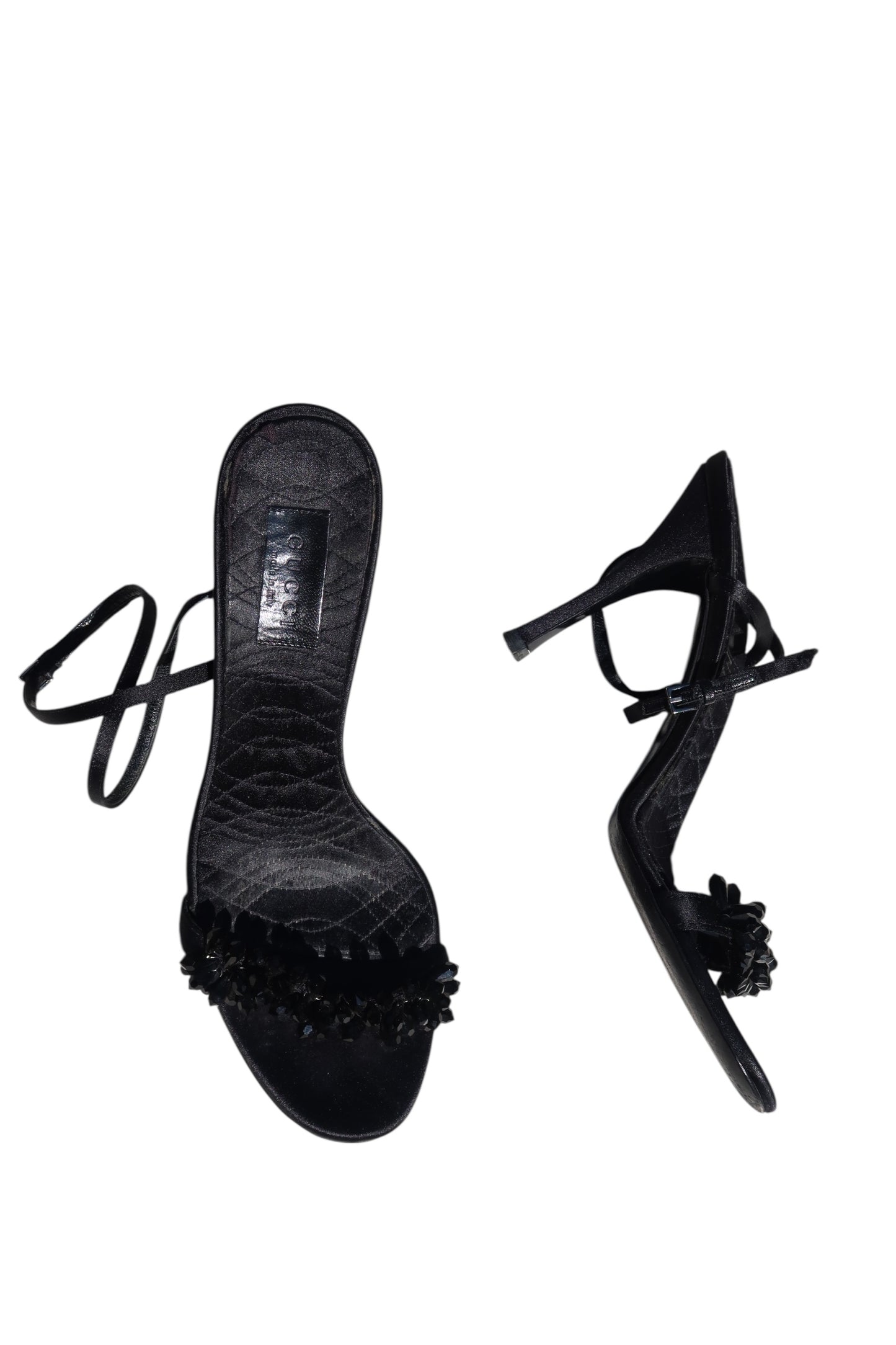 Gucci black heels with beaded jewels detail (38.5 C)