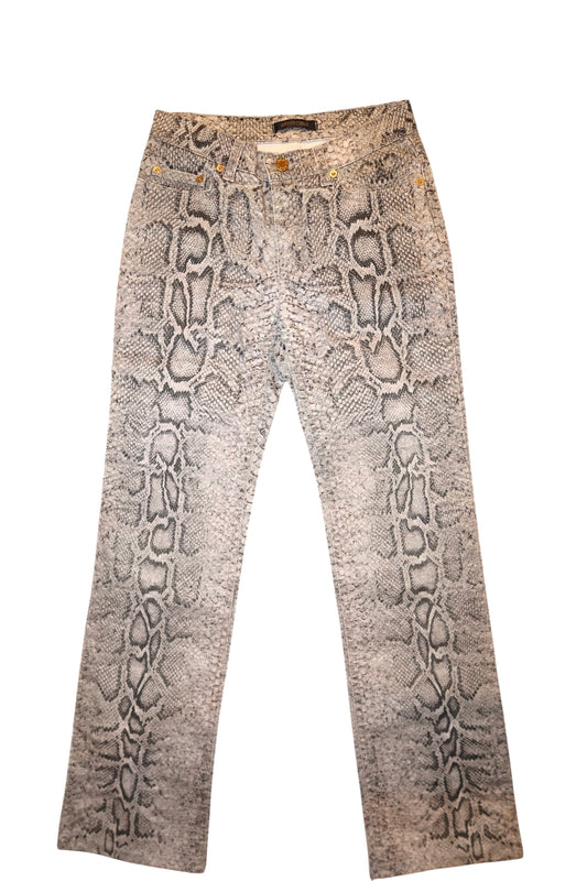 Roberto Cavalli snakeskin print jeans (XS)