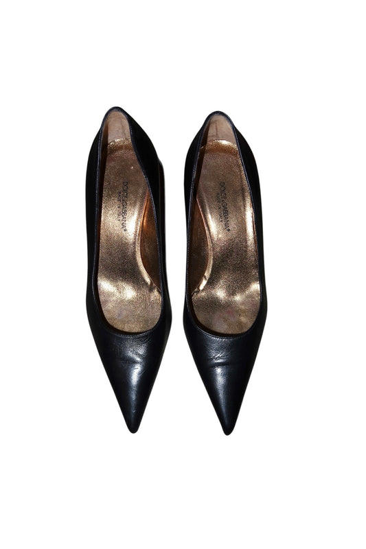 Dolce & Gabbana black leather pump heels (35.5)