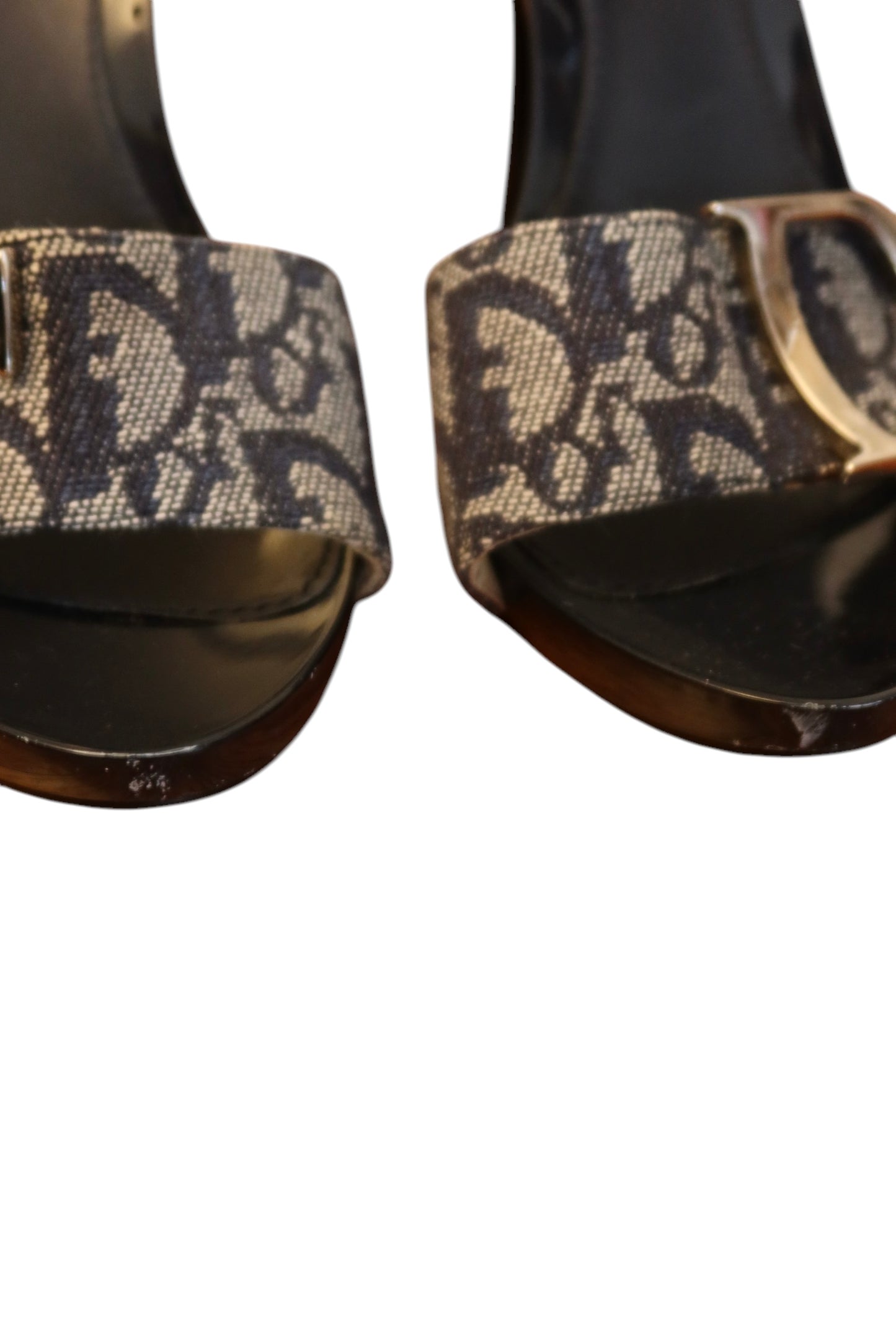 Dior blue canvas monogram CD buckle heels (35.5)