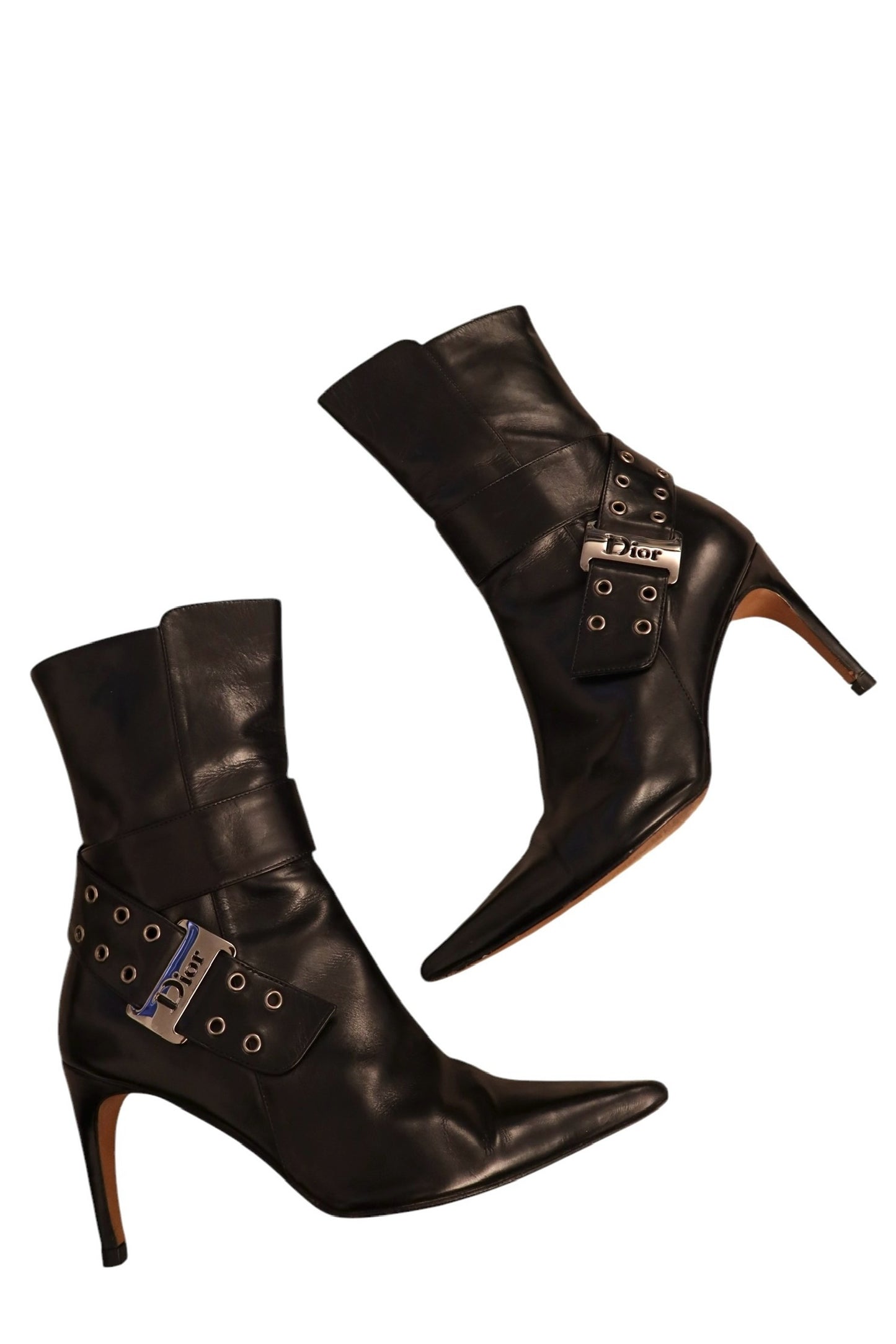 Dior black 2004 boots with silver buckle (35.5)