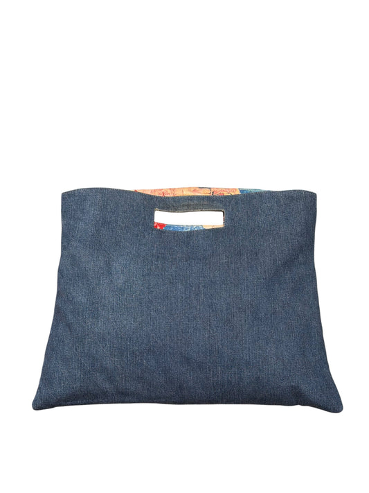 Chanel denim floral foldover clutch