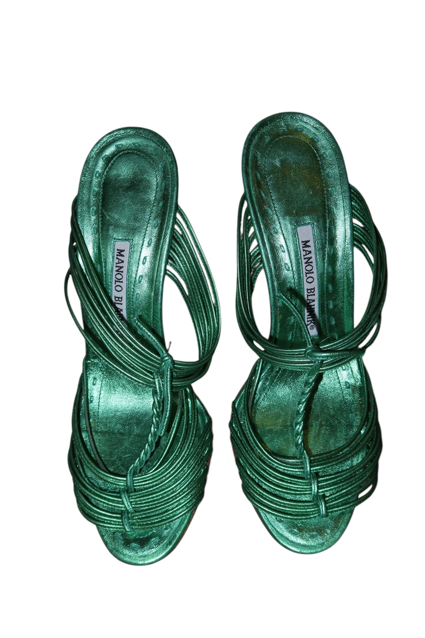 Manolo Blahnik metallic green heels (38)