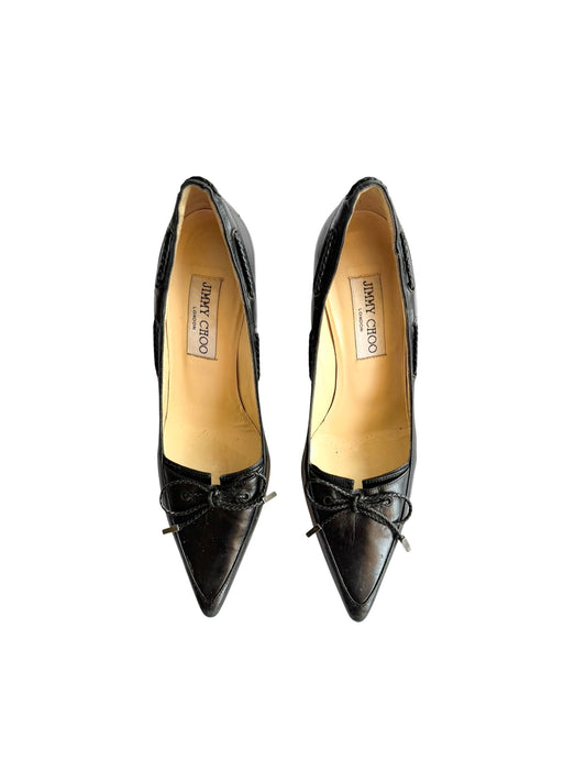 Jimmy Choo black braided bow heels (35.5)
