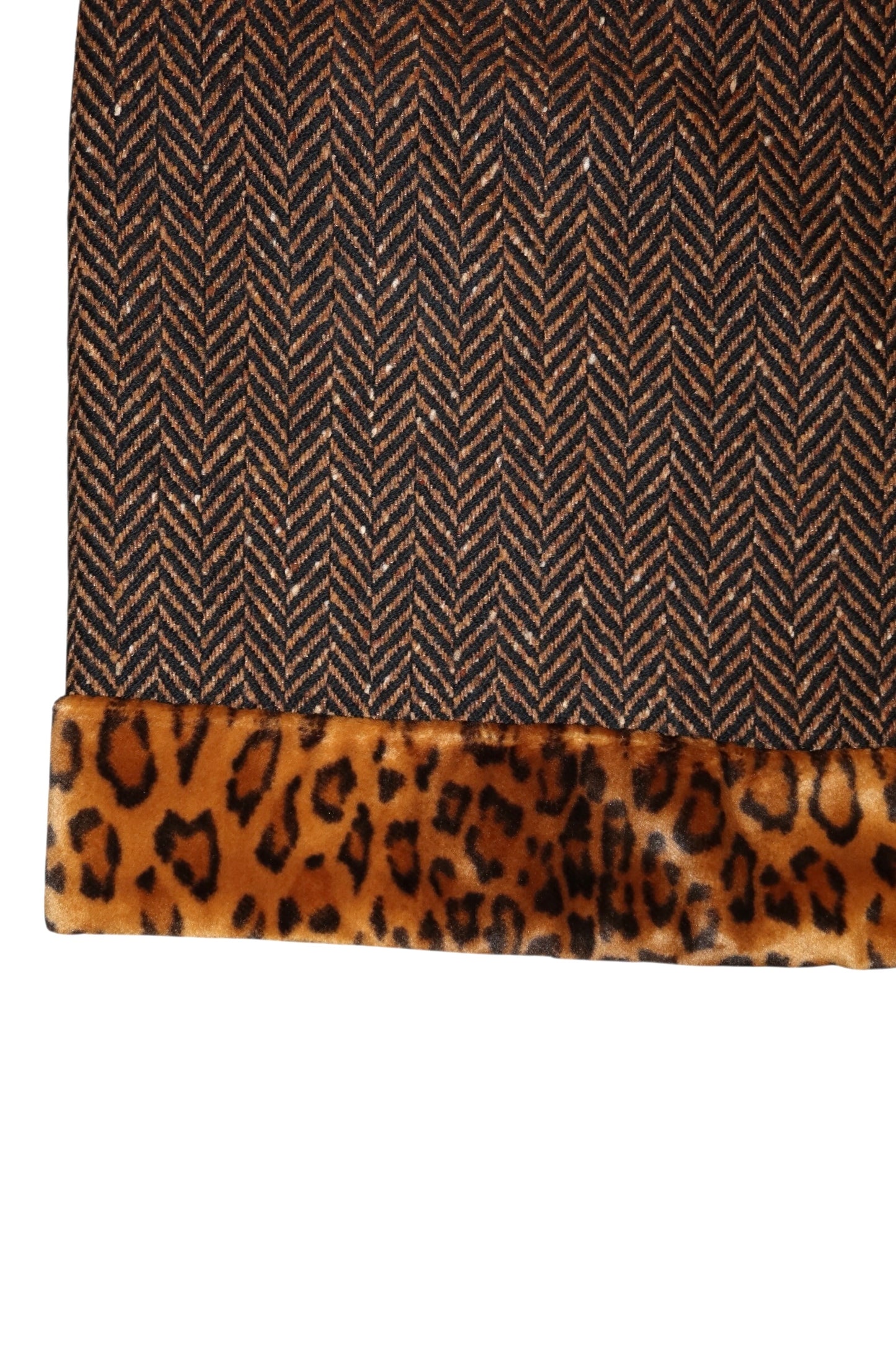 Moschino herringbone and leopard fur trim skirt (42)
