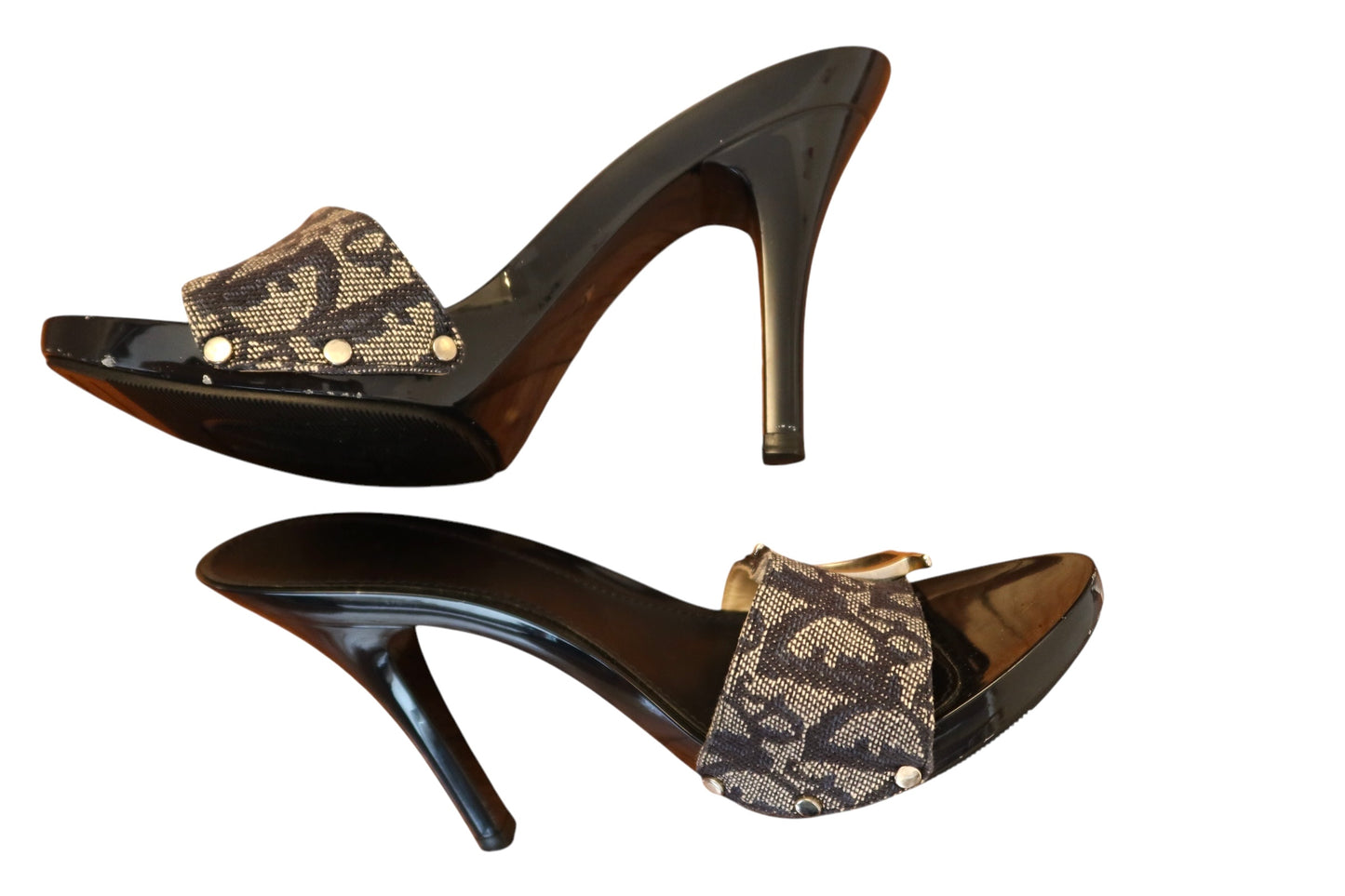 Dior blue canvas monogram CD buckle heels (35.5)
