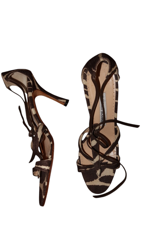 Manolo Blahnik zebra strappy heels (37.5)