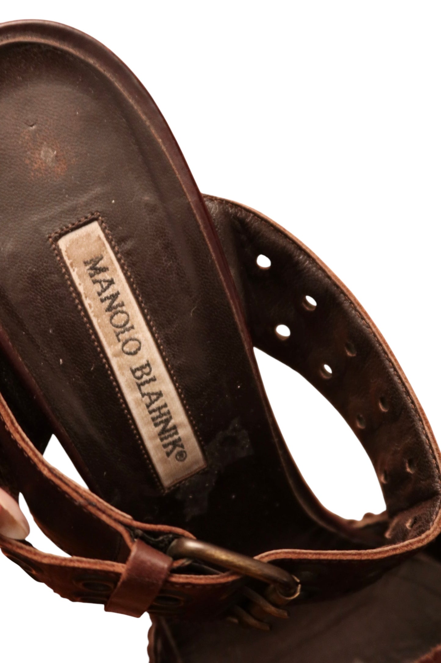 Manolo Blahnik brown grommet heels size 40.5