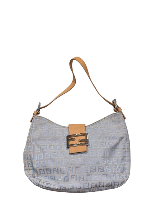 Fendi zucchino blue and beige shoulder bag