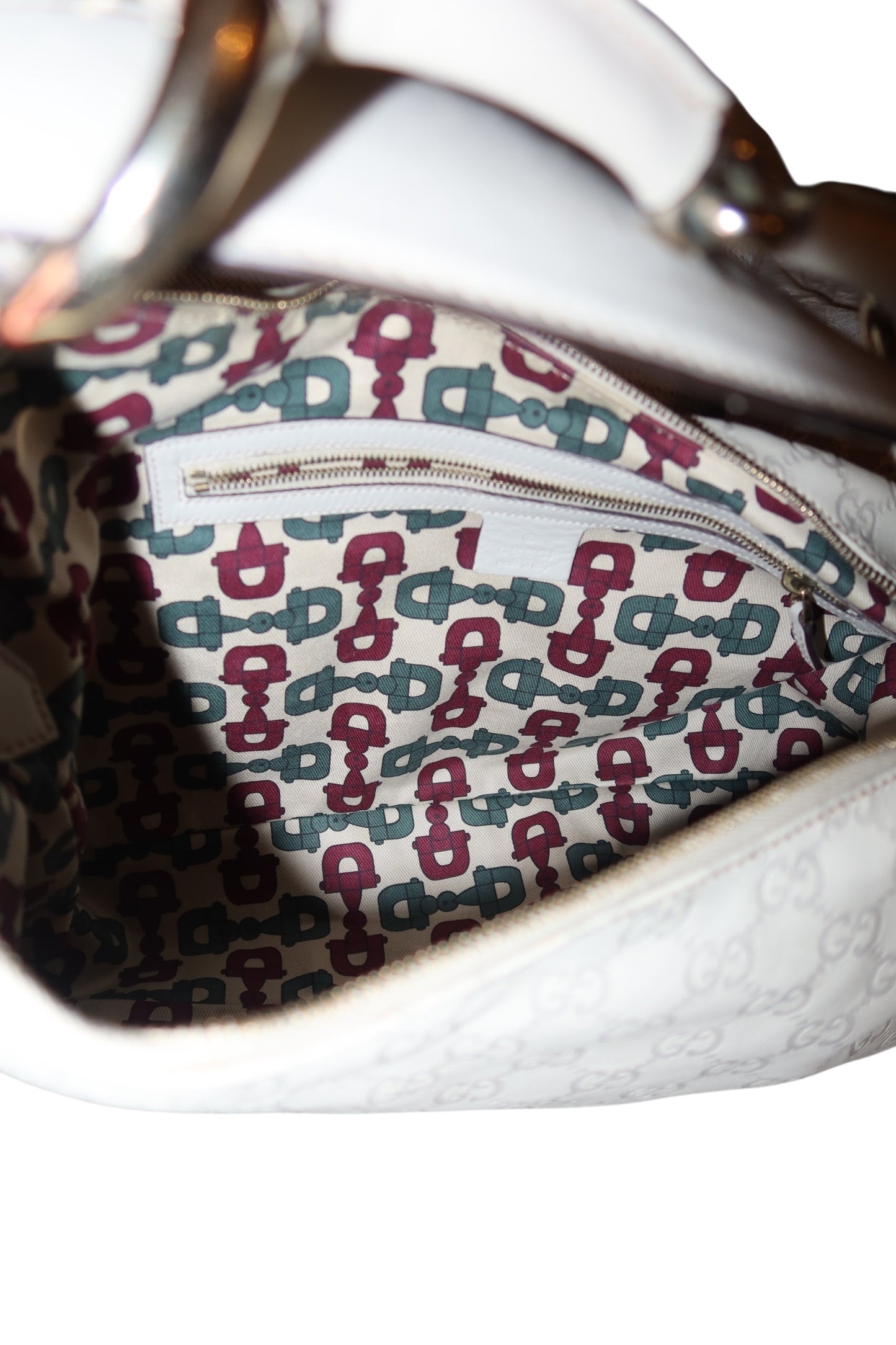Gucci light grey Guccissima horsebit hobo bag