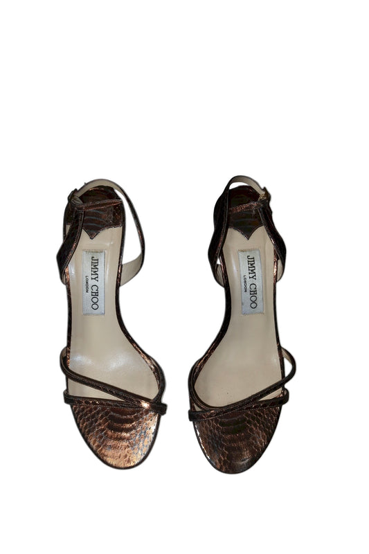 Jimmy Choo metallic bronze snakeskin heels (37)