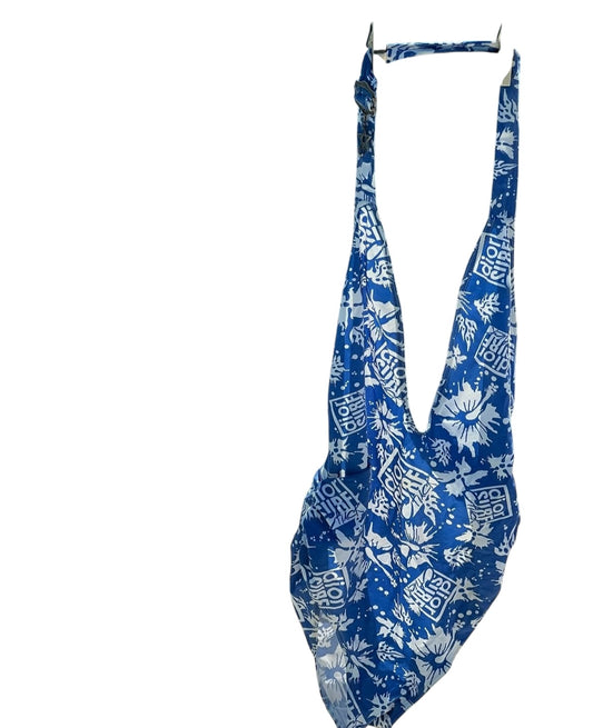 Dior surf print halter one-piece swimsuit with silver hardware from Spring 2004 Surf Chick collection by John Galliano size40