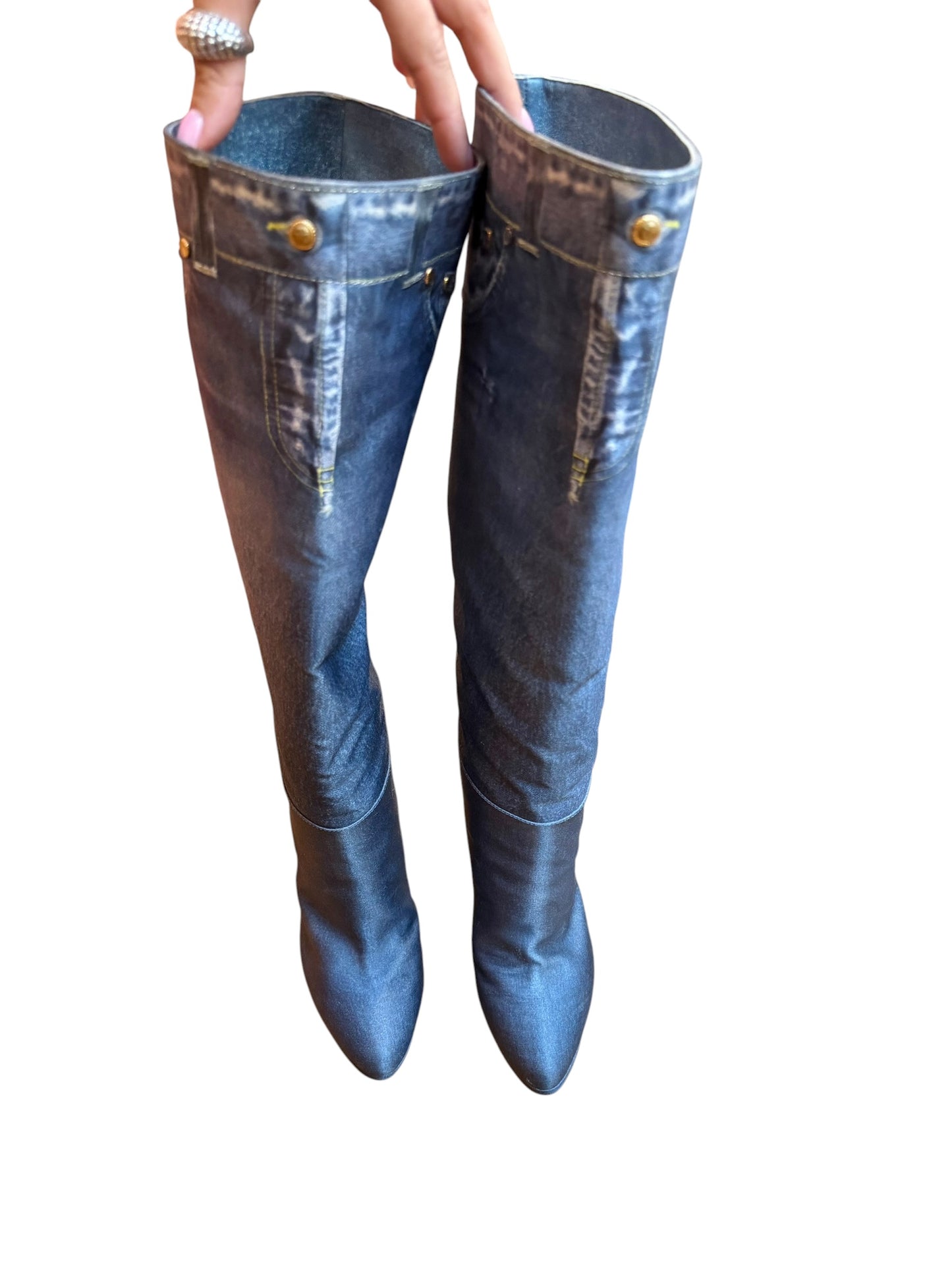 Casadei denim print boots (6)