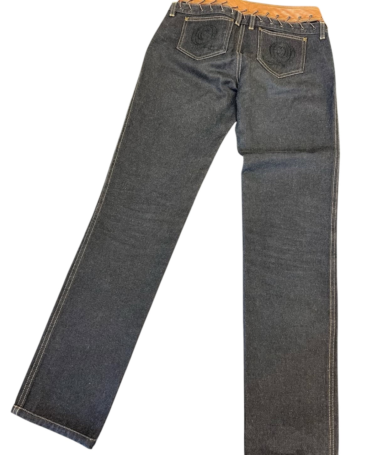 Alexander McQueen jeans with leather brown belt FW 2002 (sz40)