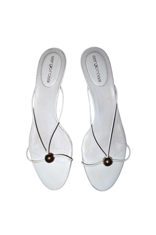 Sergio Rossi white sandals with gold ball details (40)
