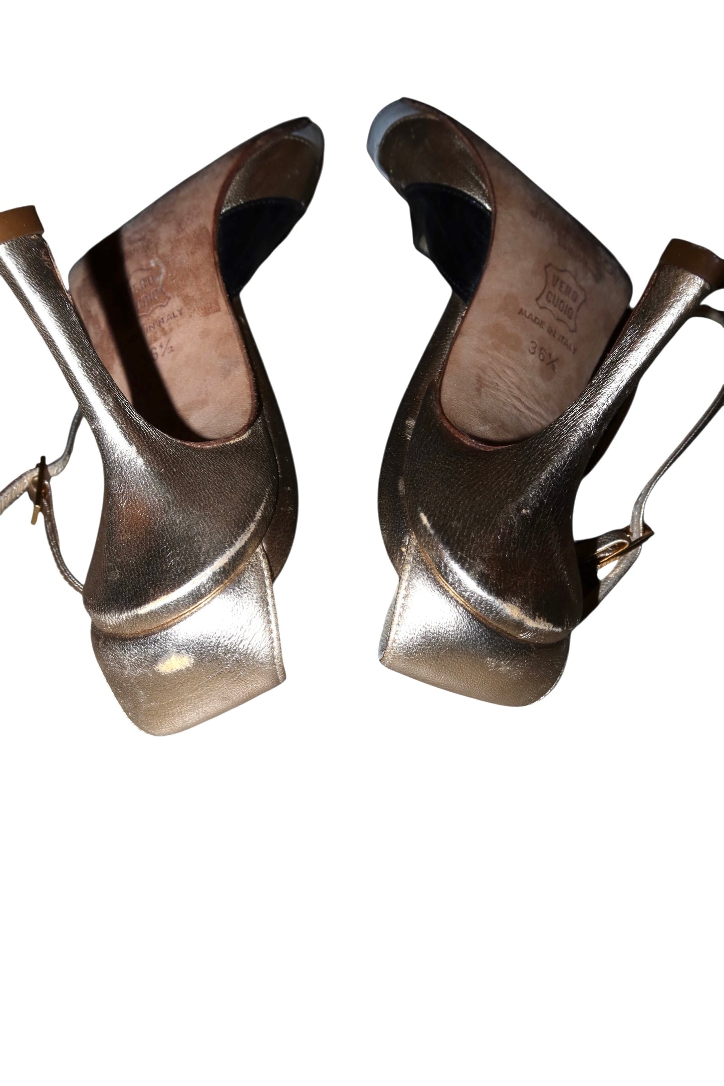 Jimmy Choo tan/multi color leather heels with gold details (36.5)