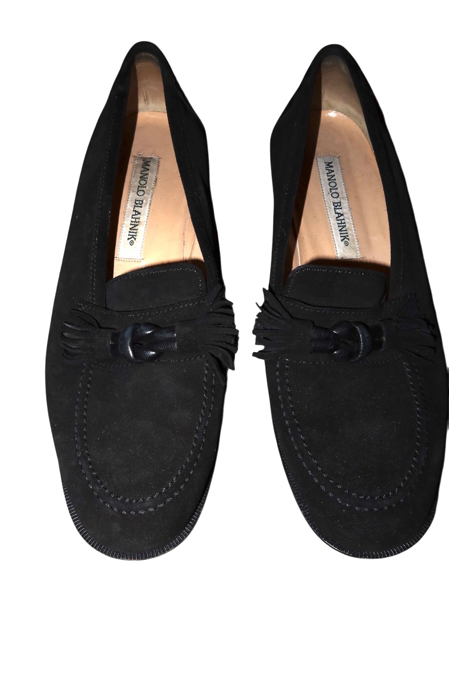 Manolo Blahnik black suede loafers (38)