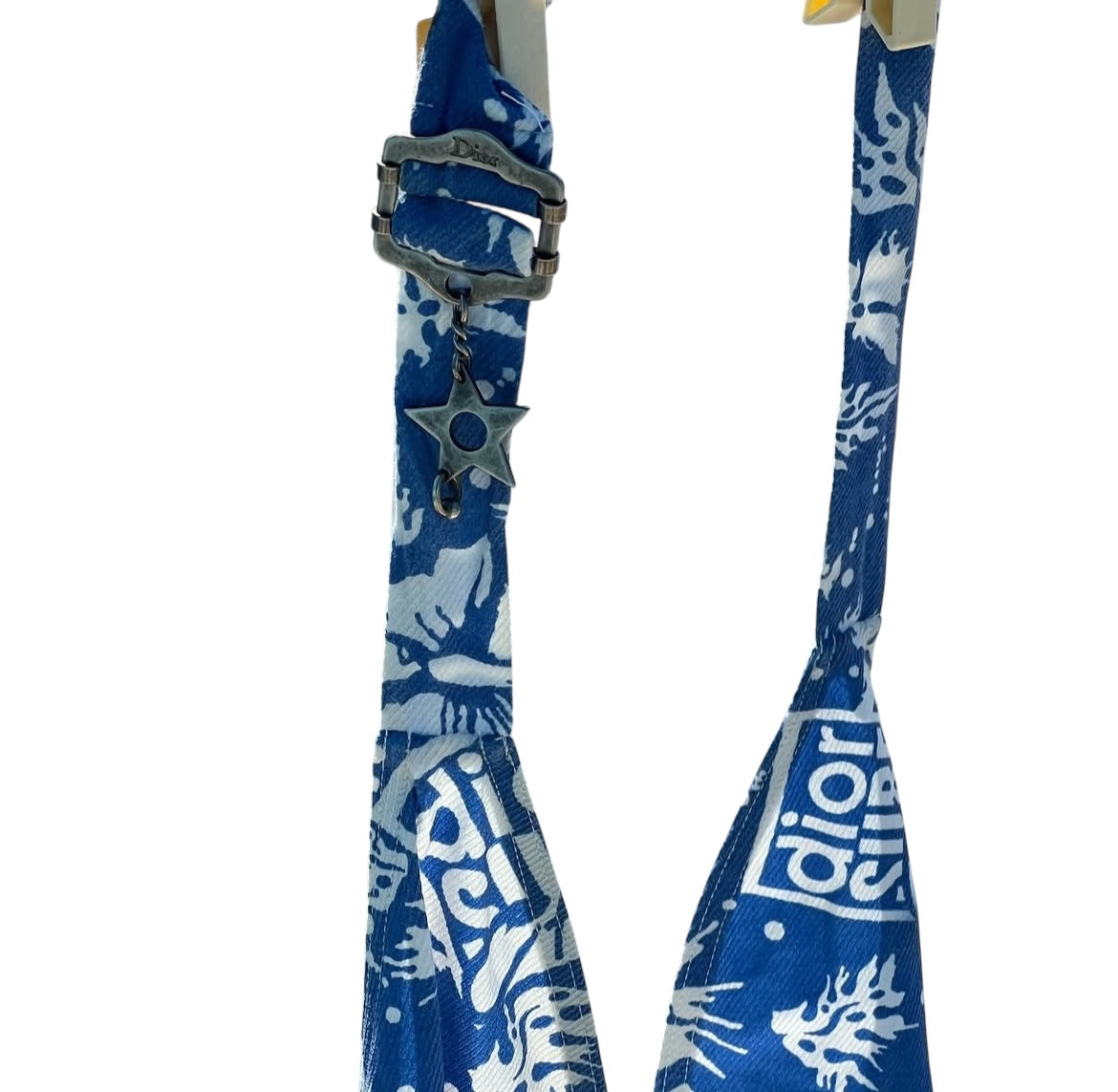 Dior surf print halter one-piece swimsuit with silver hardware from Spring 2004 Surf Chick collection by John Galliano size40