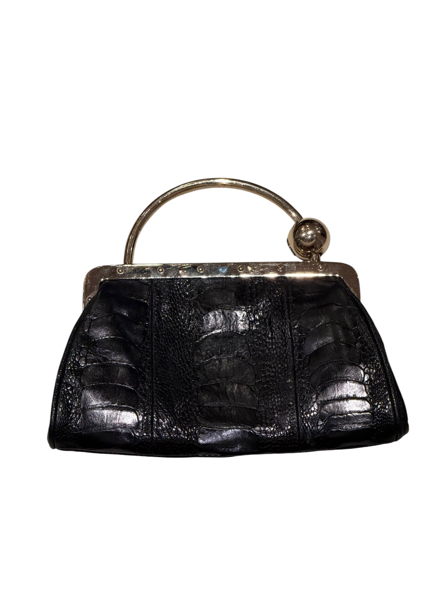 Gucci black alligator mini bag with gg crystal embellished ball closure by Tom Ford