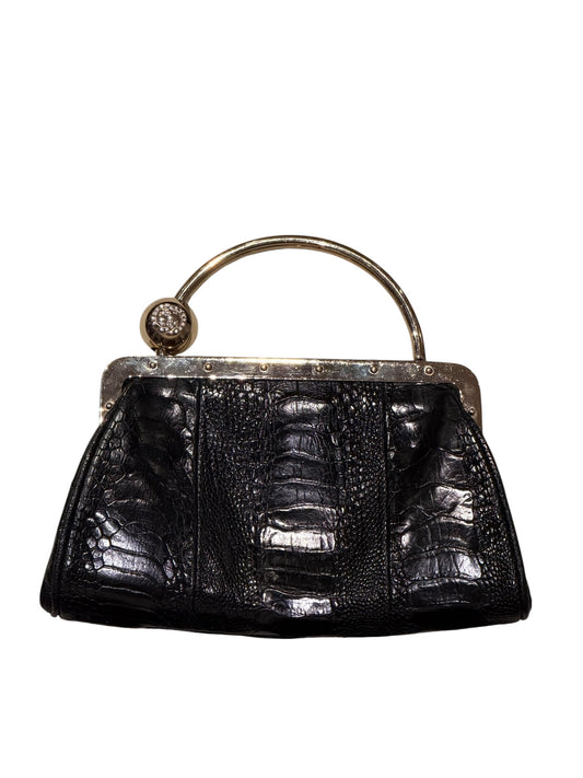 Gucci black alligator mini bag with gg crystal embellished ball closure by Tom Ford
