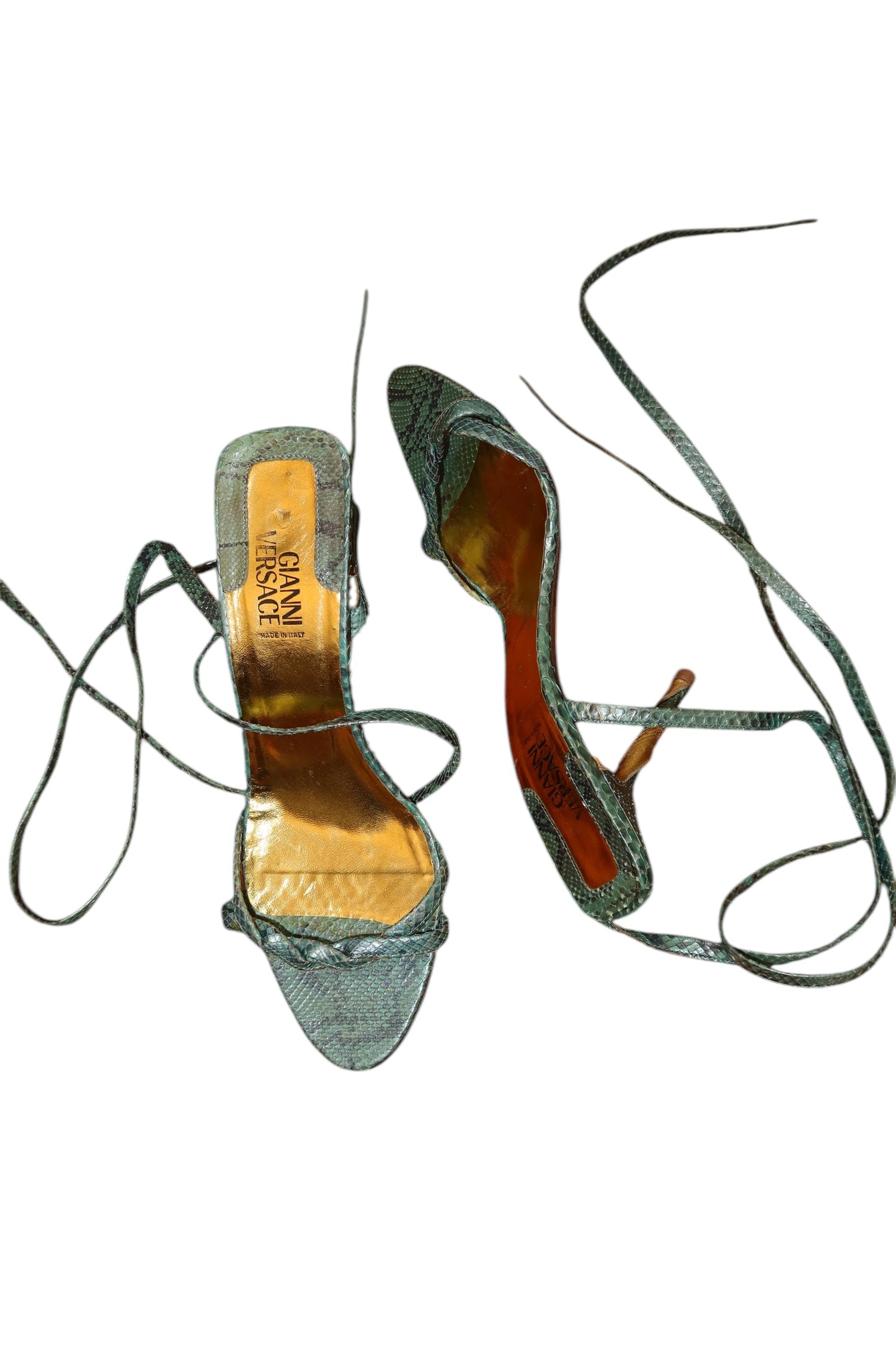 Gianni Versace blue python lace up heels (38)