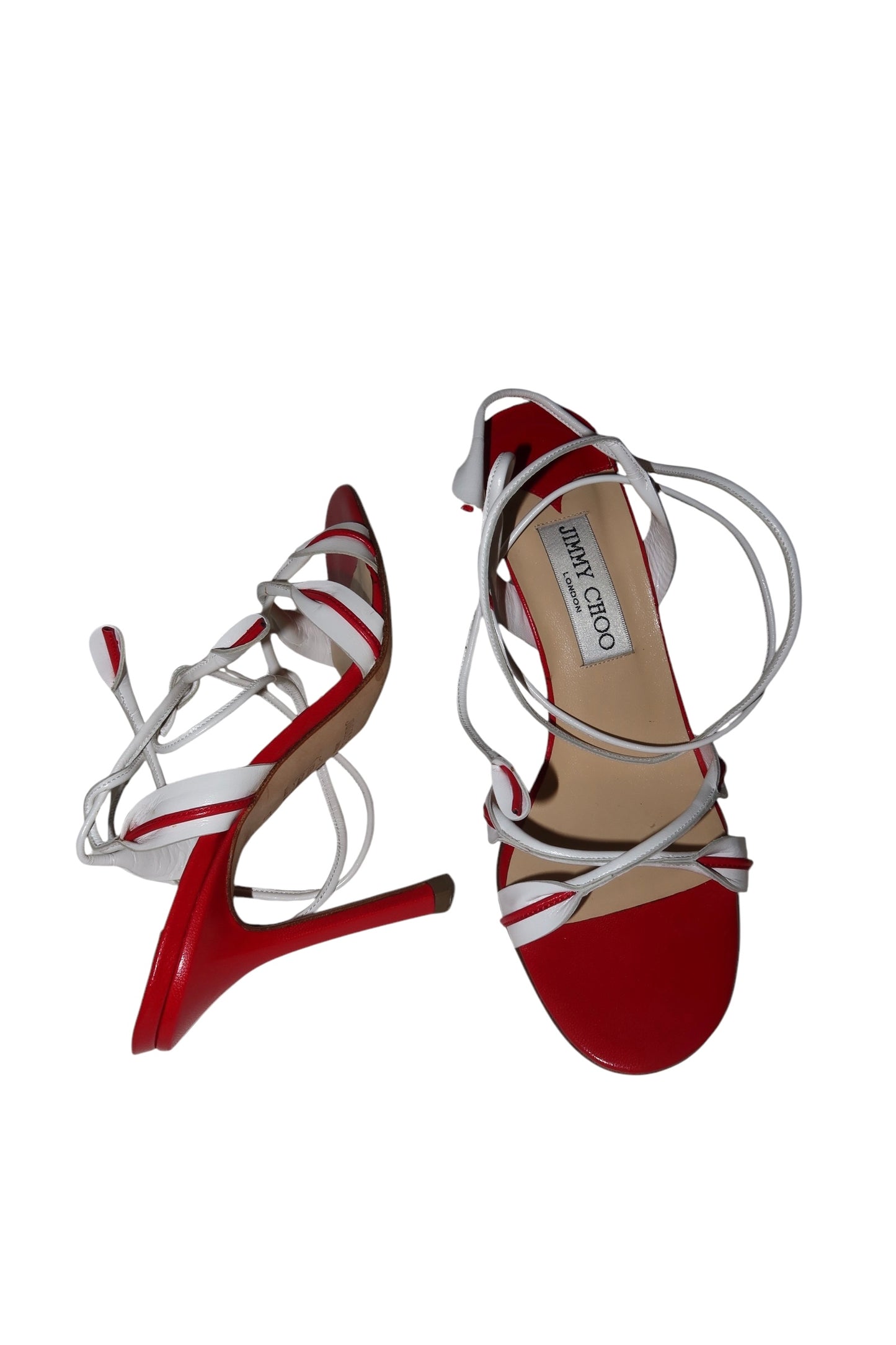 Jimmy Choo red and white strappy heels (37)