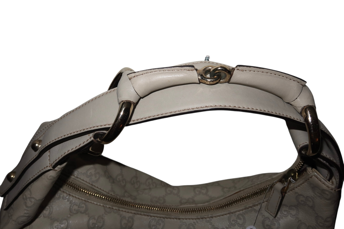 Gucci light grey Guccissima horsebit hobo bag
