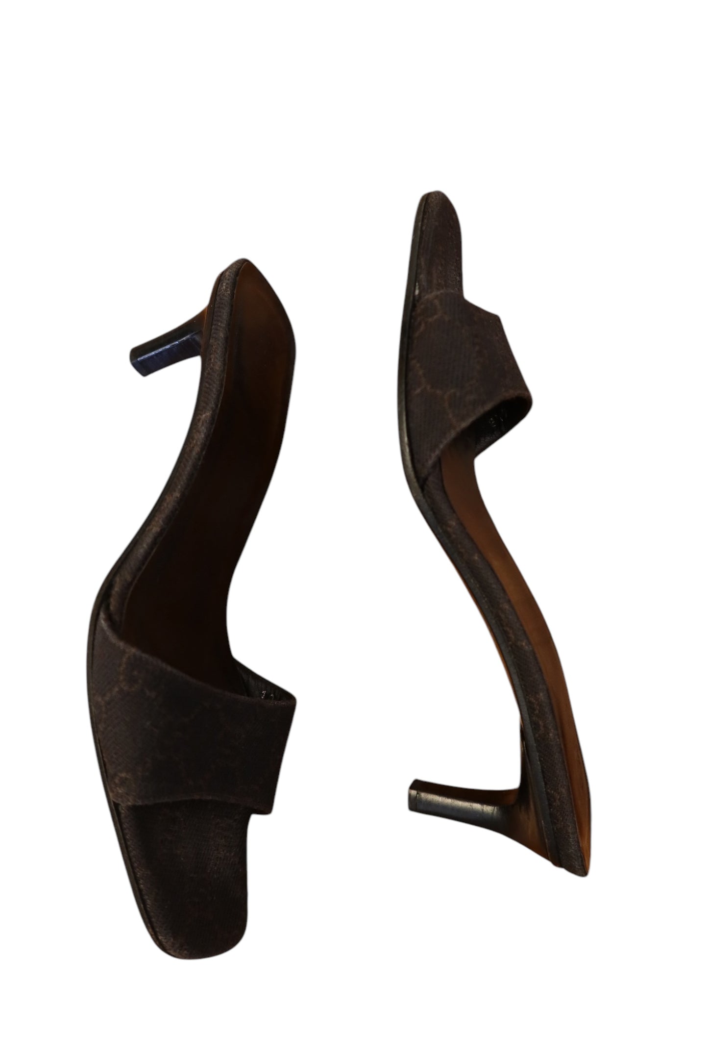 Gucci GG monogram dark brown mules (6.5B)