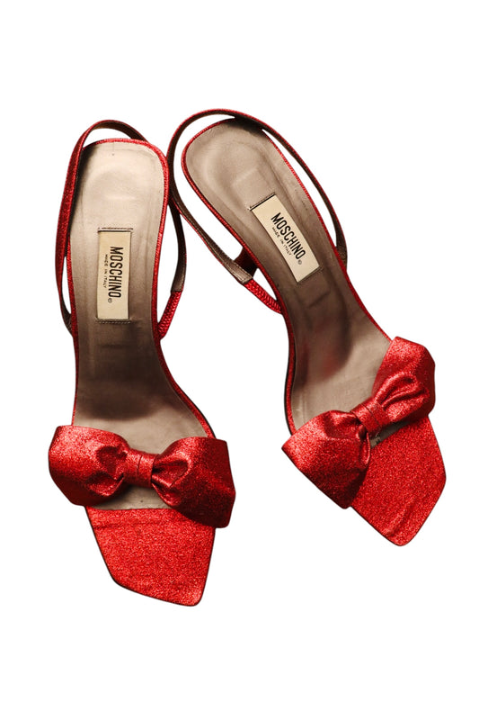 Moschino red glitter heels with bows (38.5)