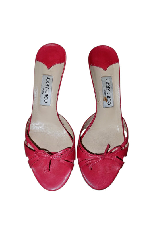 Jimmy Choo hot pink mules with bows (39)