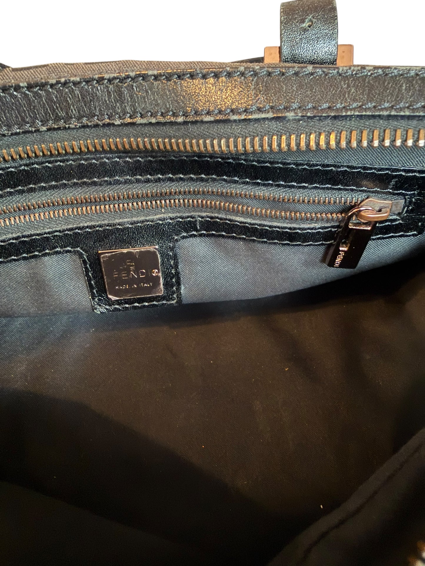 Fendi monogram barrel bag with gold studs