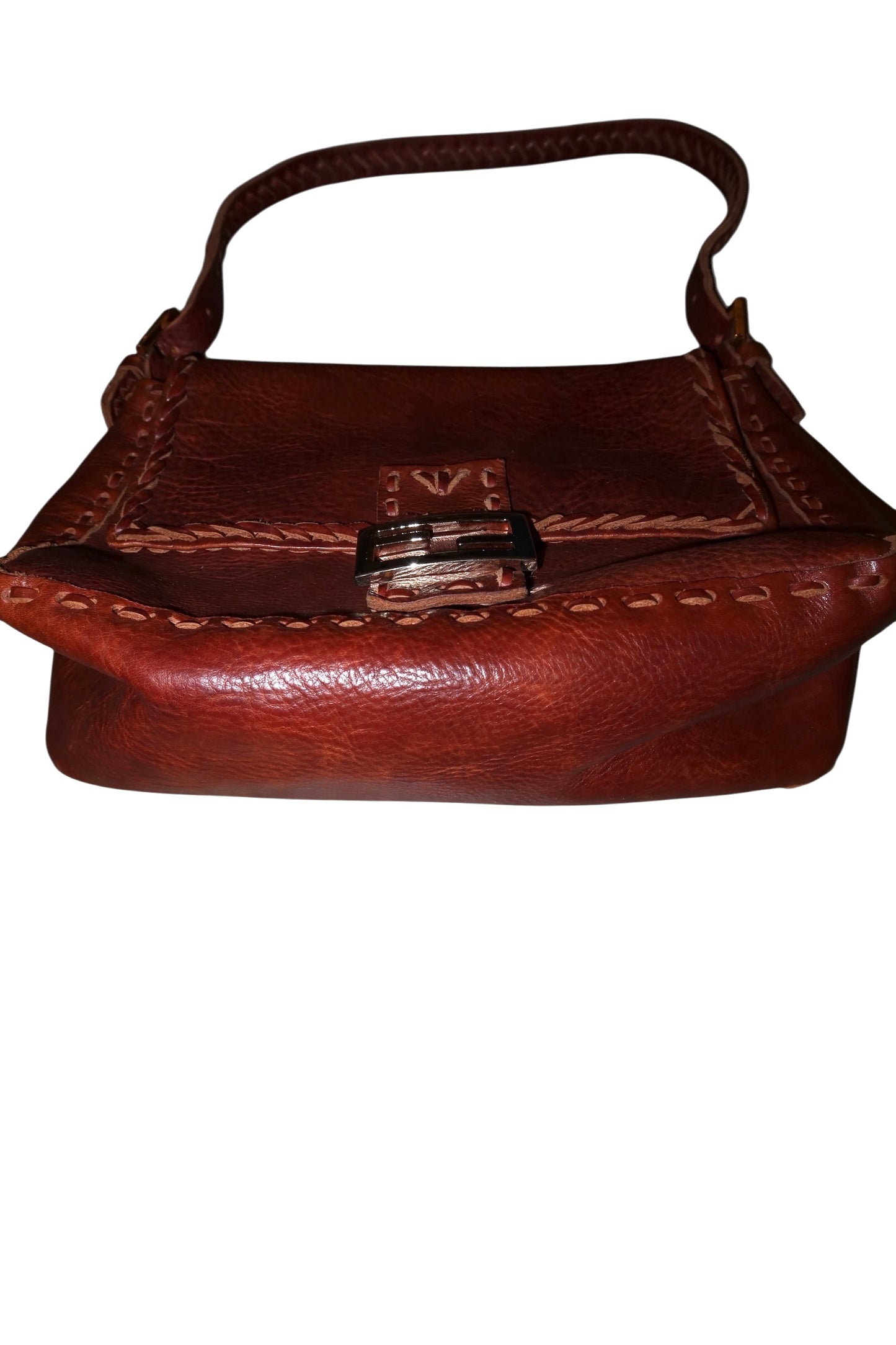 Fendi mama whipstich tan brown leather bag