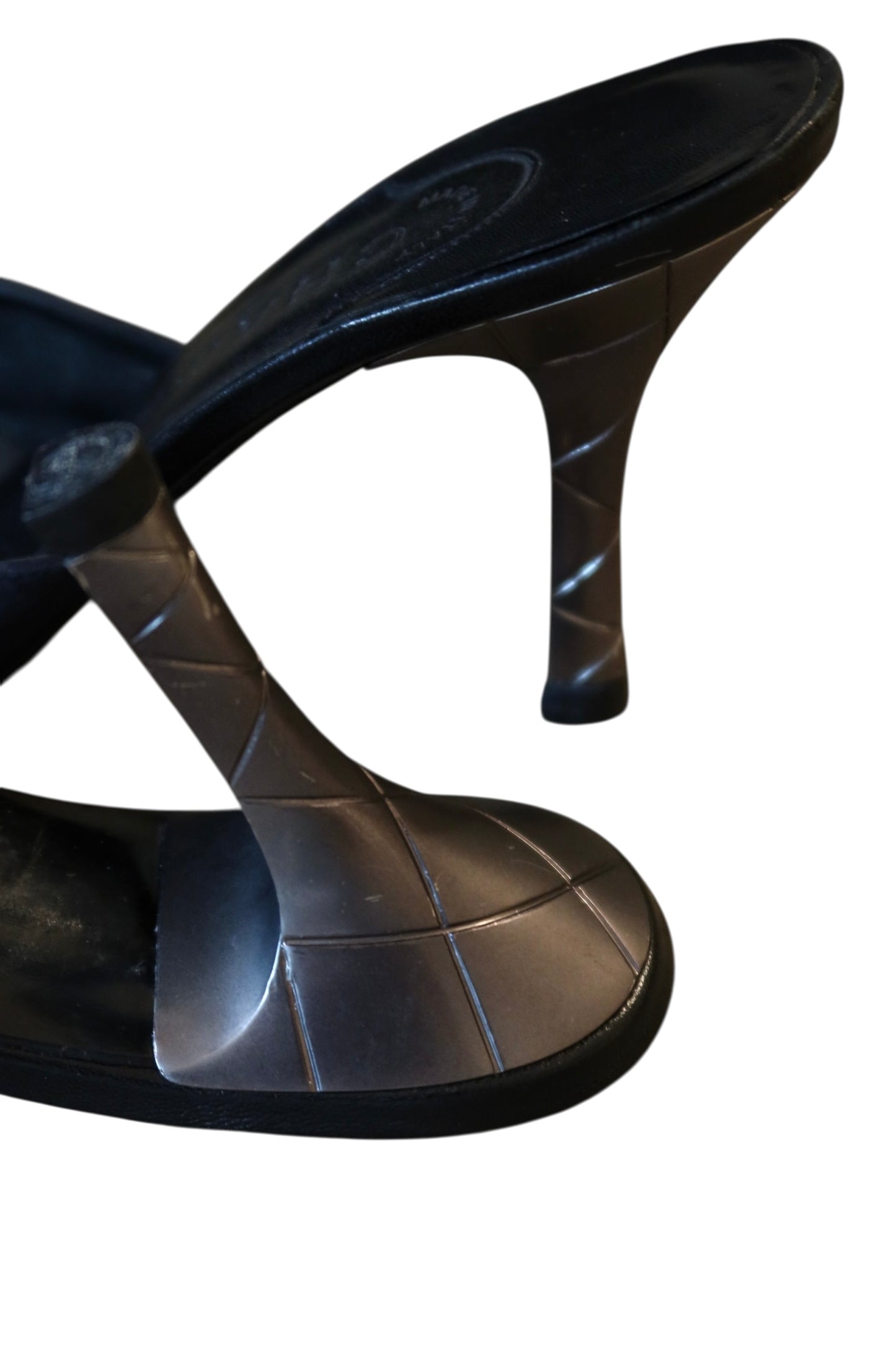 Chanel black canvas and leather mules (39.5)