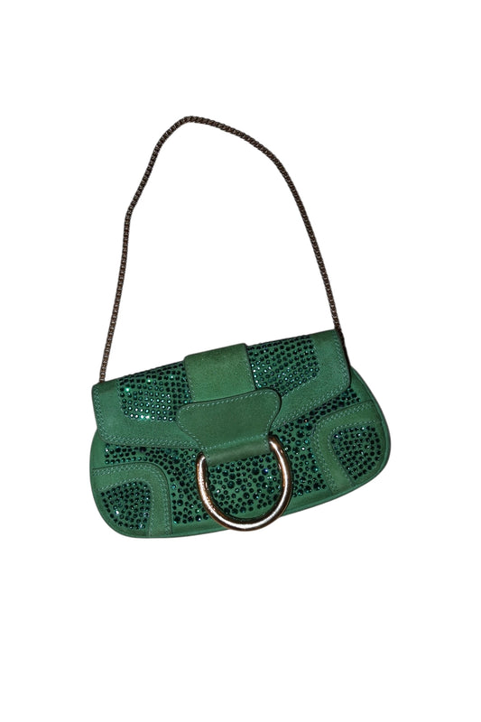 Dolce & Gabbana green suede/rhinestone mini bag with gold hardware