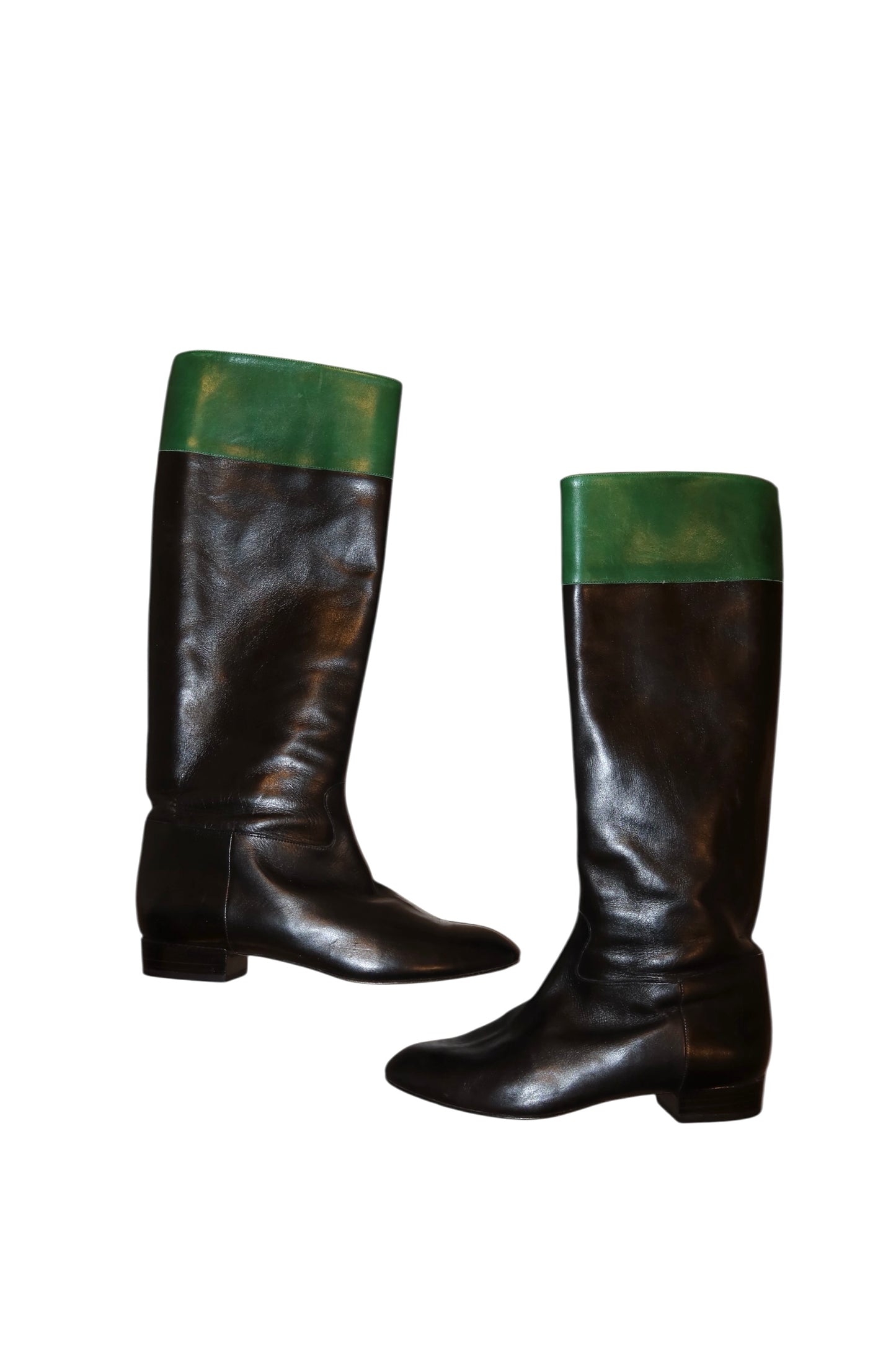 Escada black and green leather boots (36.5)