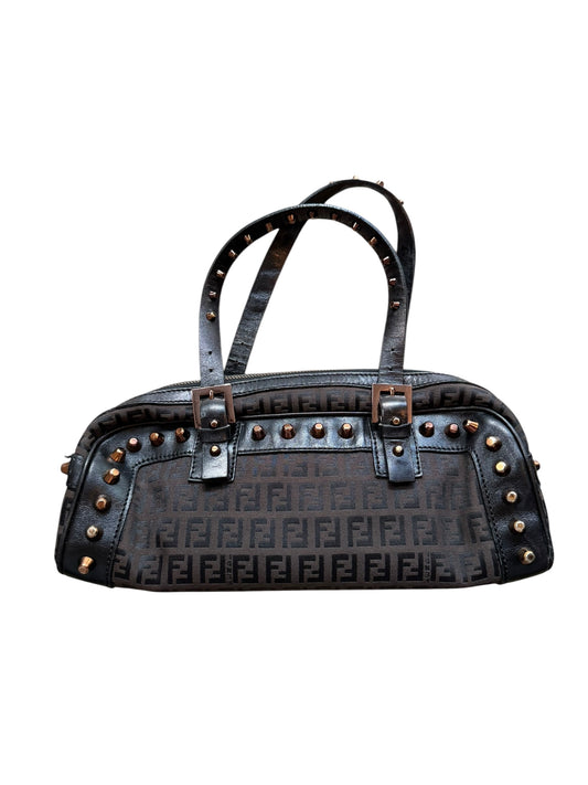 Fendi monogram barrel bag with gold studs