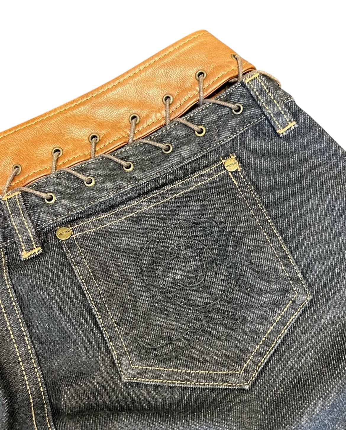 Alexander McQueen jeans with leather brown belt FW 2002 (sz40)