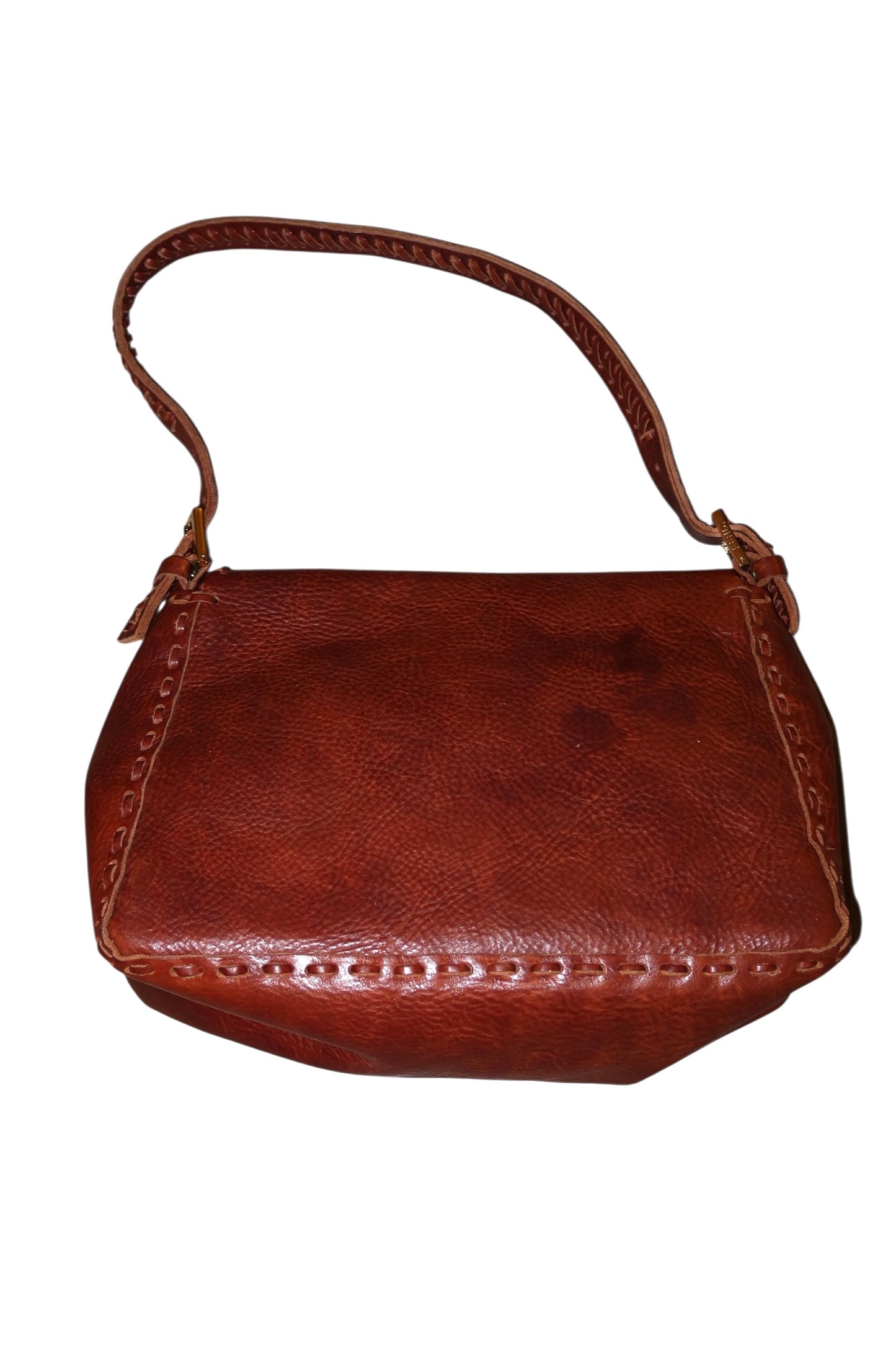 Fendi mama whipstich tan brown leather bag