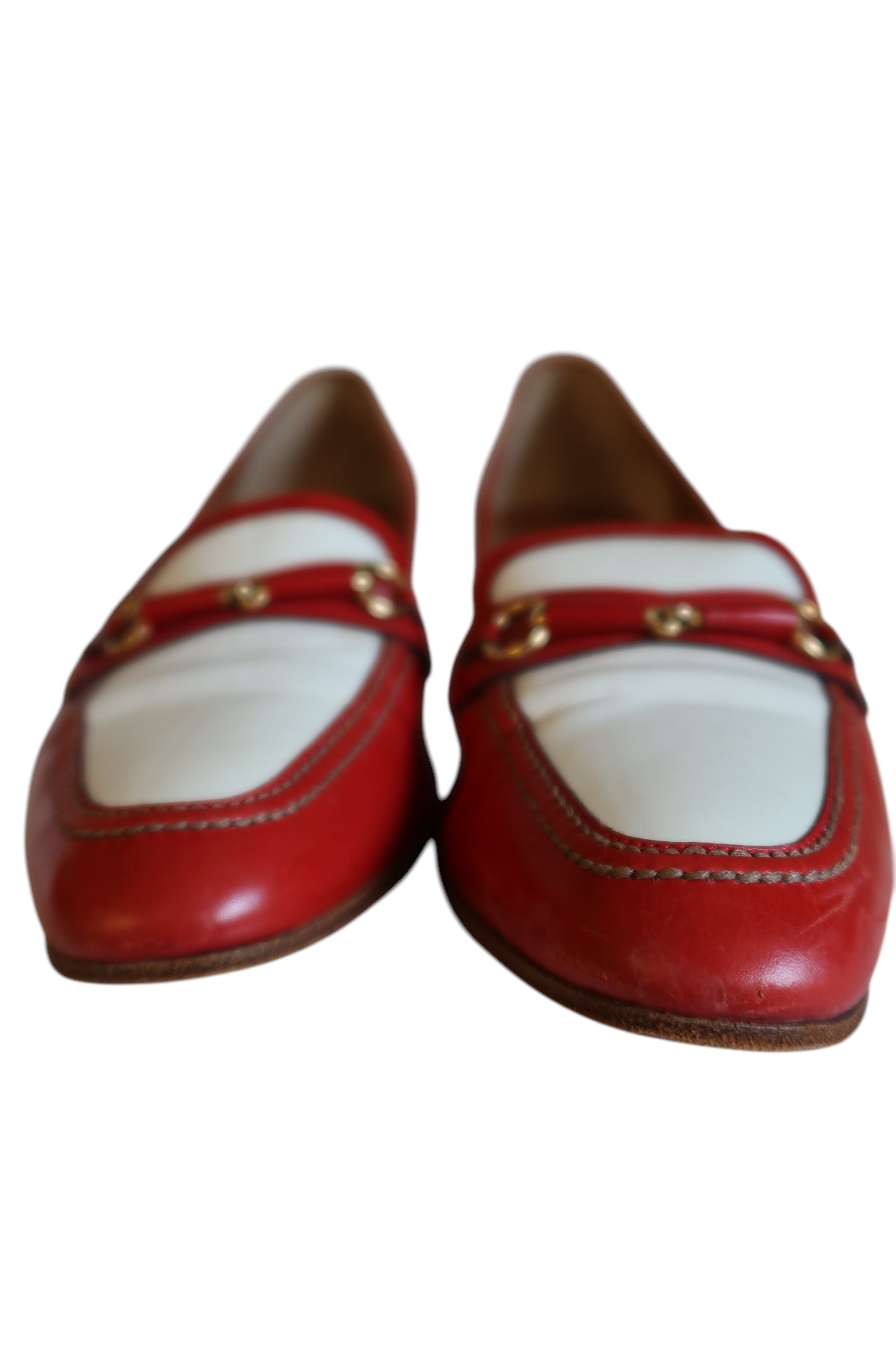 Celine red and white loafers with gold hardware (39)