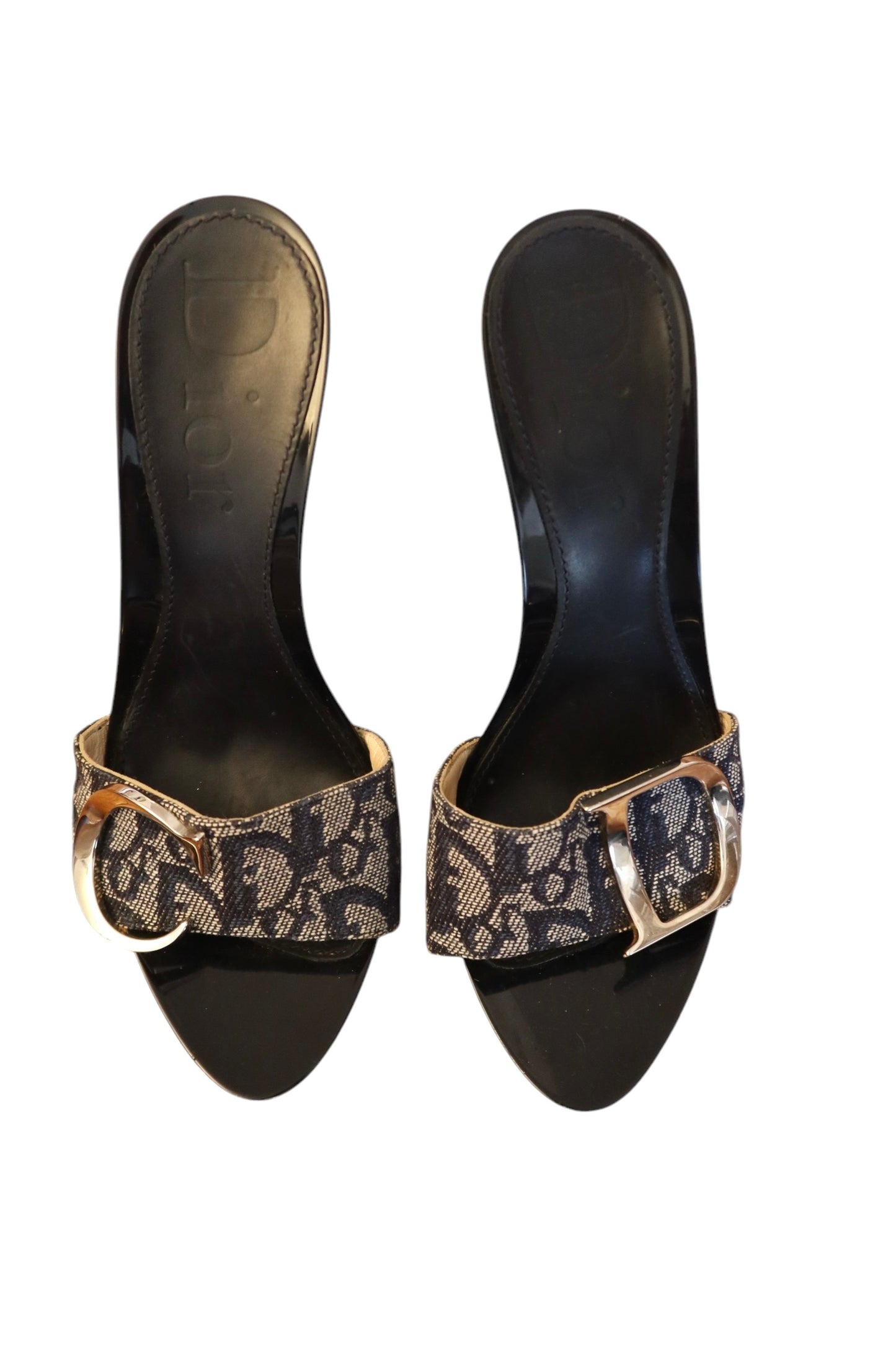 Dior blue canvas monogram CD buckle heels (35.5)