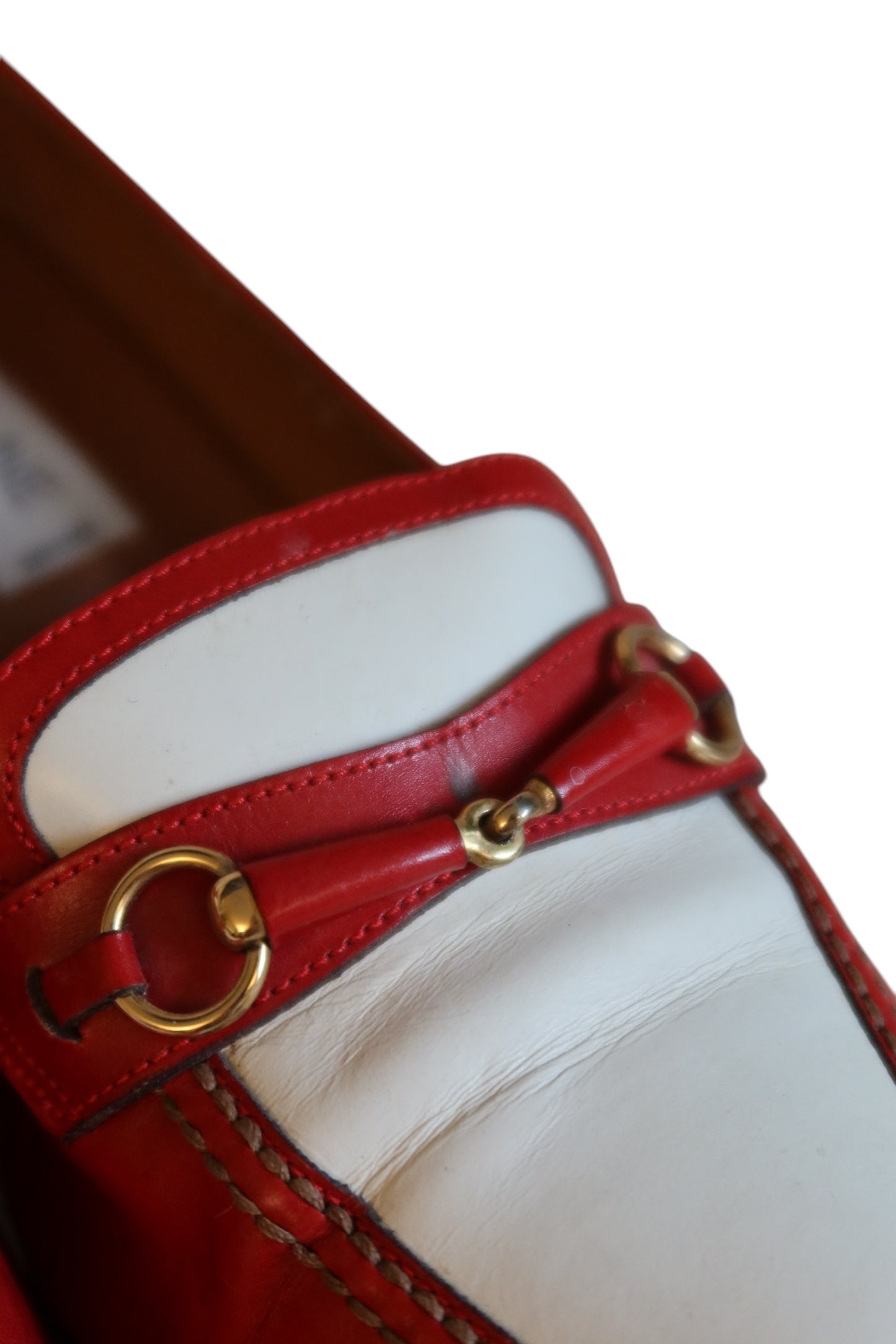 Celine red and white loafers with gold hardware (39)