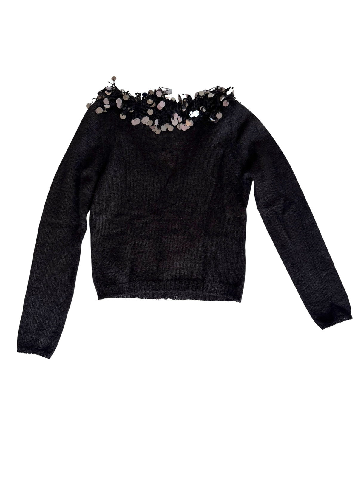 Moschino black wool cardigan with silver pailletes
