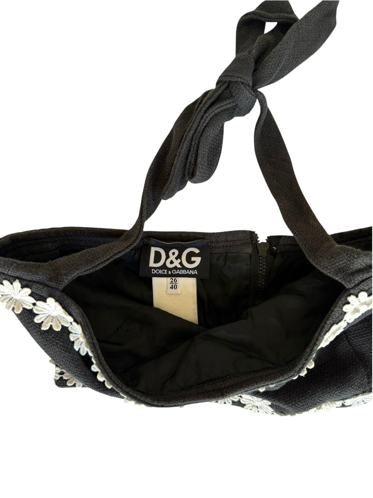 Dolce & Gabbana black top with daisy flowers