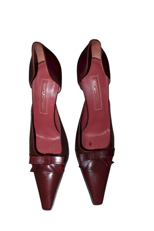 Sergio Rossi burgundy heels with bow details (39)