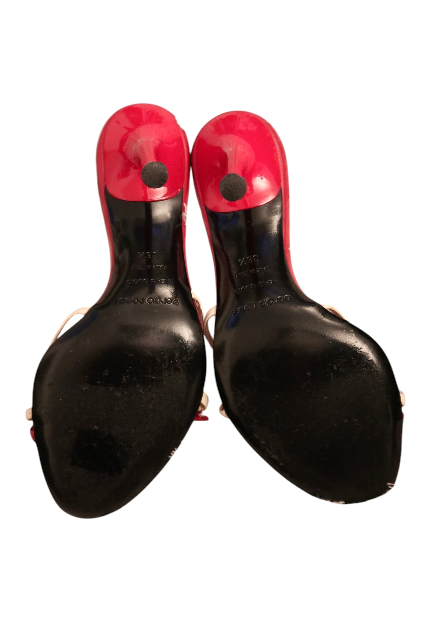 Sergio Rossi red leaf heels with white straps (36.5)