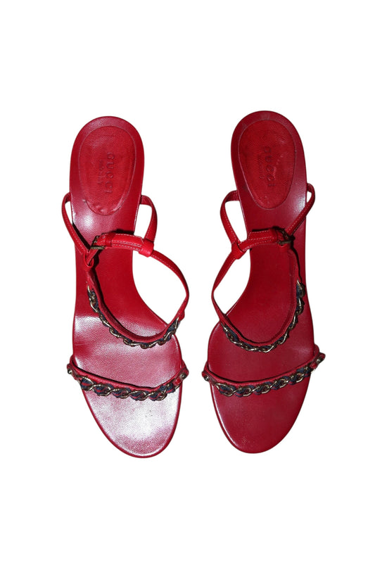 Gucci red chain heels (9B)